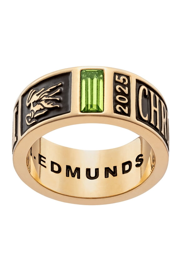 Order Now for 2025 Graduation, Freestyle Men's 14K Gold Plated Decorated Band Class Ring, Personalized, High School or College Graduation