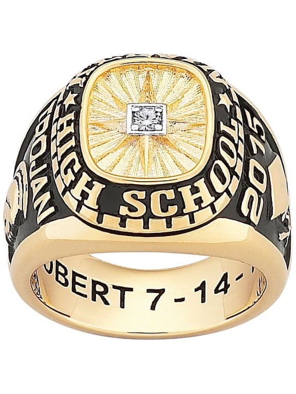Order Now for 2025 Graduation, Freestyle Men's 18K Gold over Sterling Classic Diamond Class Ring, Personalized, High School or College