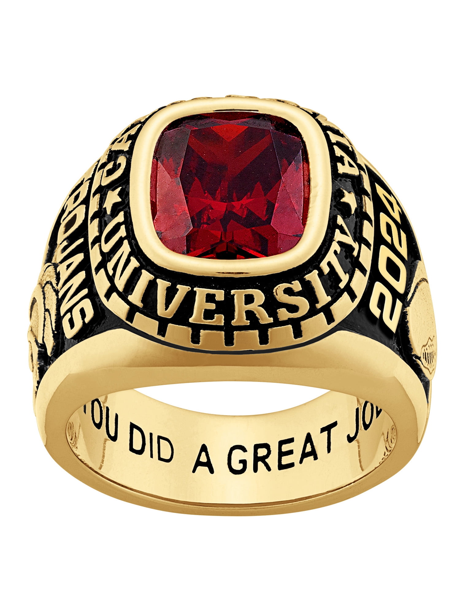 FREESTYLE CLASS RINGS Order Now for 2025 Graduation, Freestyle Men's 18K Gold over Sterling Large Classic Stone Class Ring , Personalized, High School or College