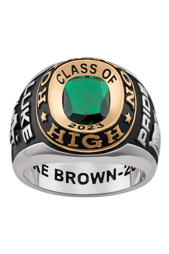 Order Now for 2025 Graduation, Freestyle Men's 2-Tone Double Row Class Ring, Personalized, High School or College Graduation