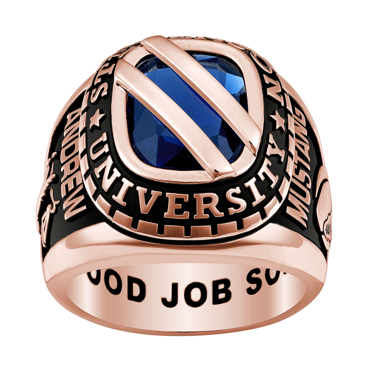 Order Now for 2025 Graduation, Freestyle Men's Birthstone with Diagonal Bridge Class Ring, Personalized, High School or College Graduation
