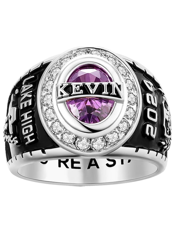 Order Now for 2025 Graduation, Freestyle Men's CZ Oval Stone Personalized Top Class Ring, Personalized, High School or College