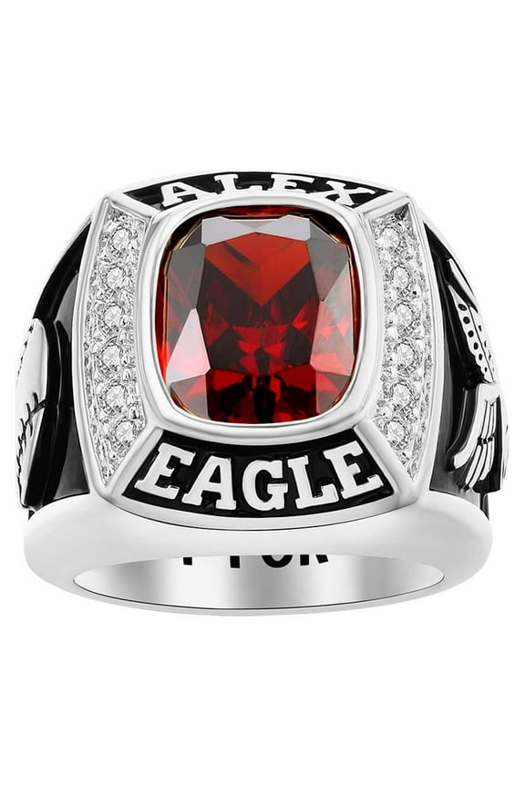 Order Now for 2025 Graduation, Freestyle Men's CZ Square Birthstone Class Ring, Personalized, High School or College