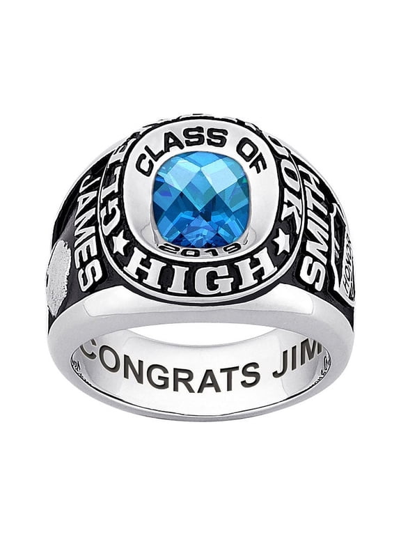Order Now for 2025 Graduation, Freestyle Men's Celebrium Double Row Classic Checkerboard Birthstone Class Ring, Personalized, High School or College
