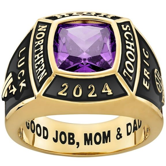 Order Now for 2025 Graduation, Freestyle Men's Classic Square Birthstone Class Ring, Personalized, High School or College Graduation