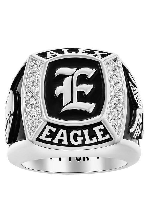 Order Now for 2025 Graduation, Freestyle Men's Initial CZ Square Birthstone Class Ring, Personalized, High School or College Graduation