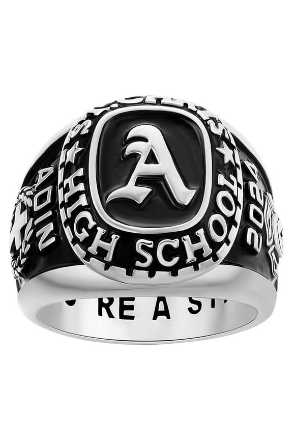 Order Now for 2025 Graduation, Freestyle Men's Old English Initial Class Ring, Personalized, High School or College