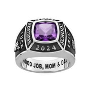 FREESTYLE CLASS RINGS Order Now for 2025 Graduation, Freestyle Men's Platinum Plated Classic Square Birthstone Class Ring, Personalized, High School or College Graduation