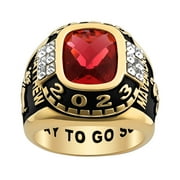 FREESTYLE CLASS RINGS Order Now for 2025 Graduation, Freestyle Men's Rhodium Rose Cushion Birthstone & CZ Class Ring, Personalized, High School or College Graduation