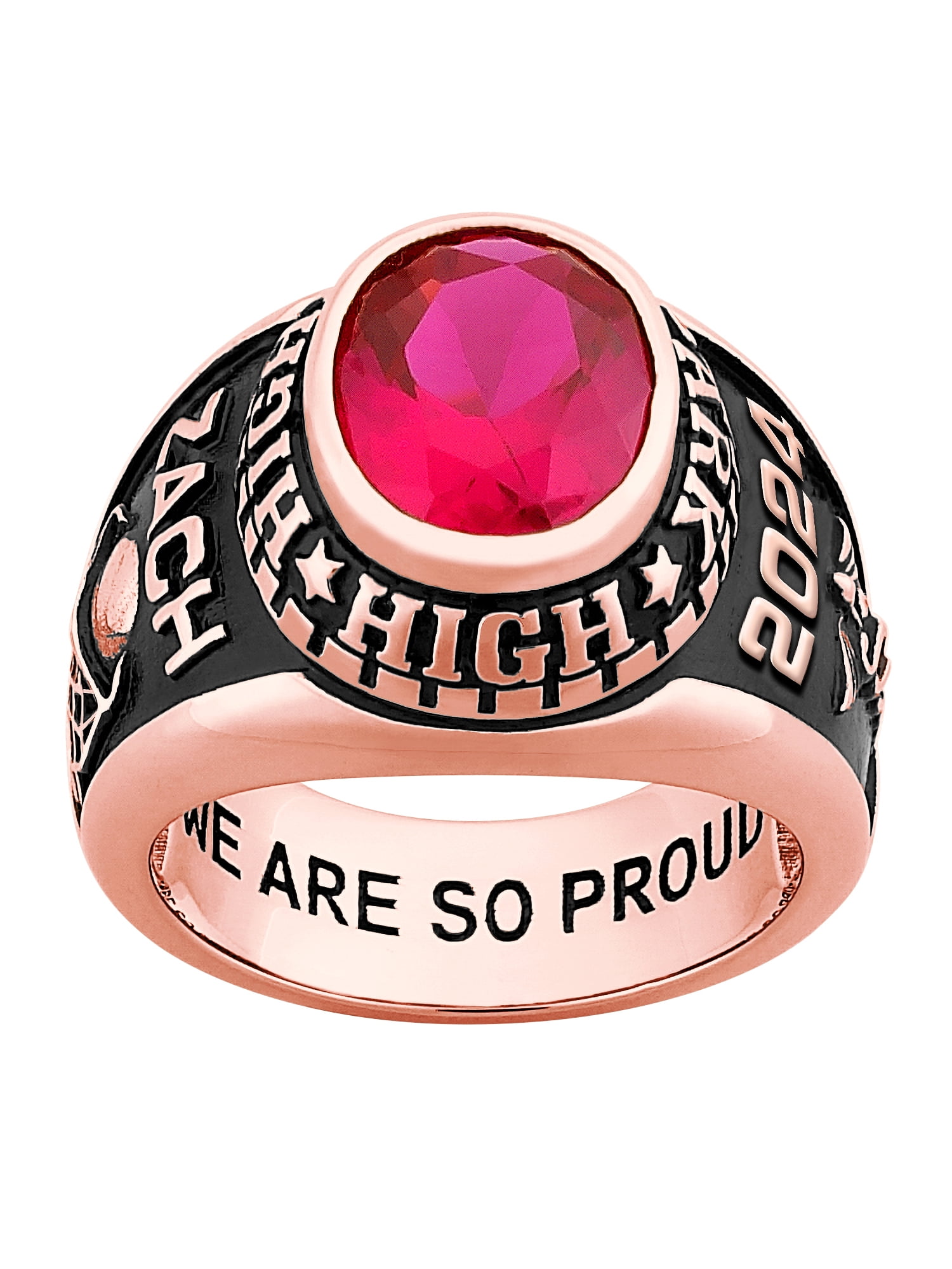 Order Now for 2025 Graduation, Freestyle Men's Rose Gold Celebrium Classic Oval Birthstone Class Ring, Personalized, High School or College
