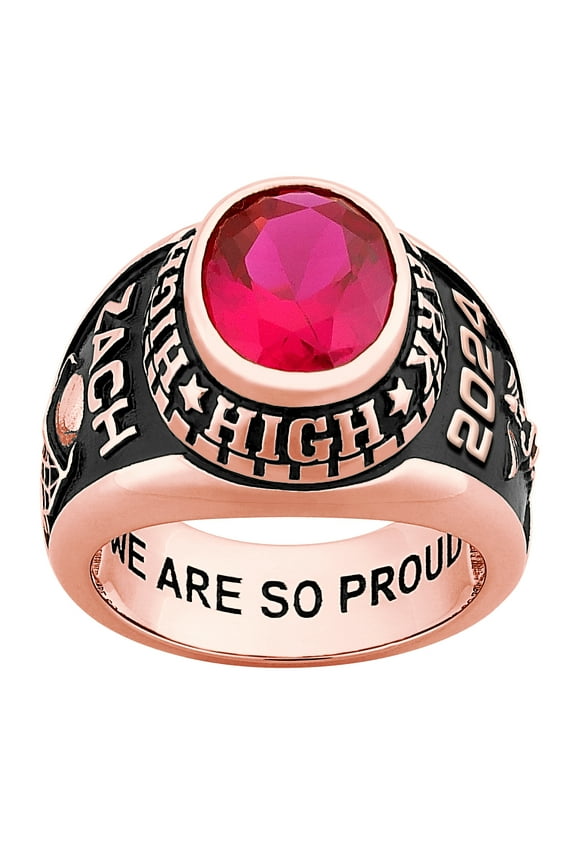 Order Now for 2025 Graduation, Freestyle Men's Rose Gold Celebrium Classic Oval Birthstone Class Ring, Personalized, High School or College
