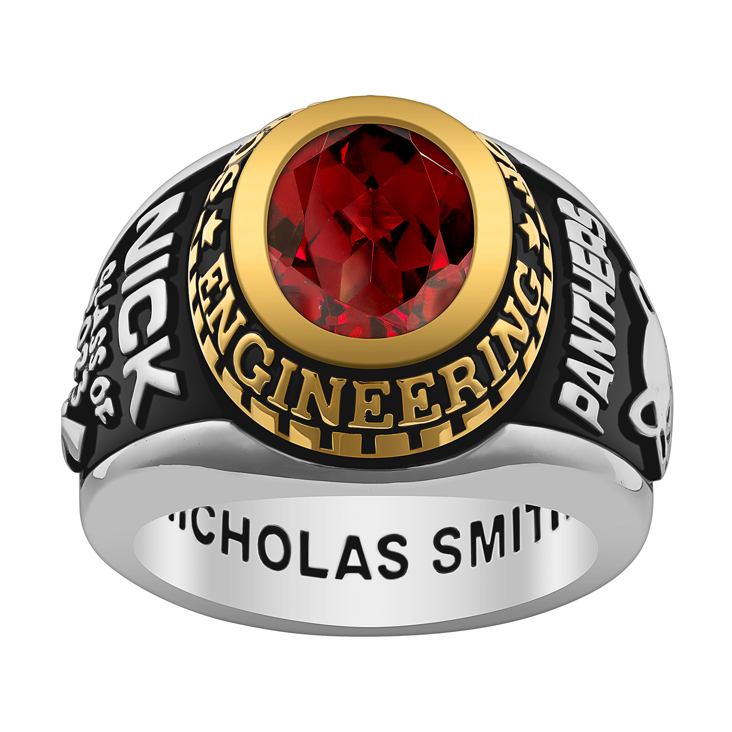 Order Now for 2025 Graduation, Freestyle Men's Rose Silver Birthstone Class Ring Sterling Silver, Personalized, High School or College Graduation