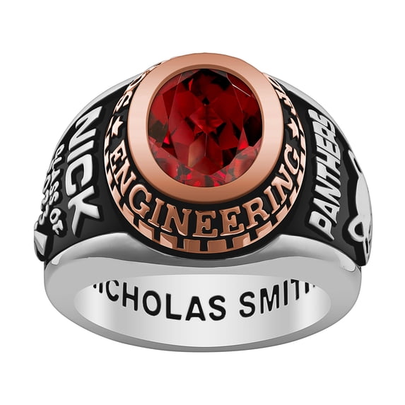 Order Now for 2025 Graduation, Freestyle Men's Rose Silver Birthstone Class Ring Sterling Silver, Personalized, High School or College Graduation