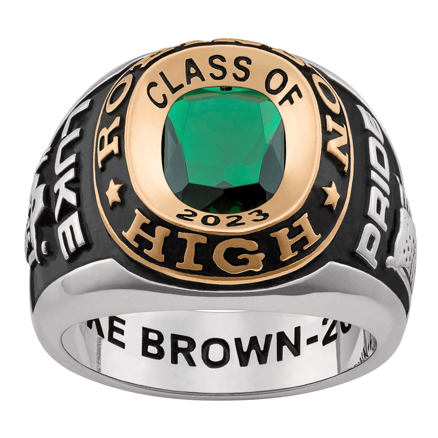 Order Now for 2025 Graduation, Freestyle Men's Silver Double Row Class Ring Sterling Silver, Personalized, High School or College Graduation