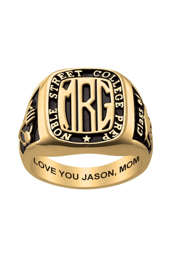 Order Now for 2025 Graduation, Freestyle Men's Yellow Celebrium Rectangle Signet Class Ring, Personalized, High School or College Graduation