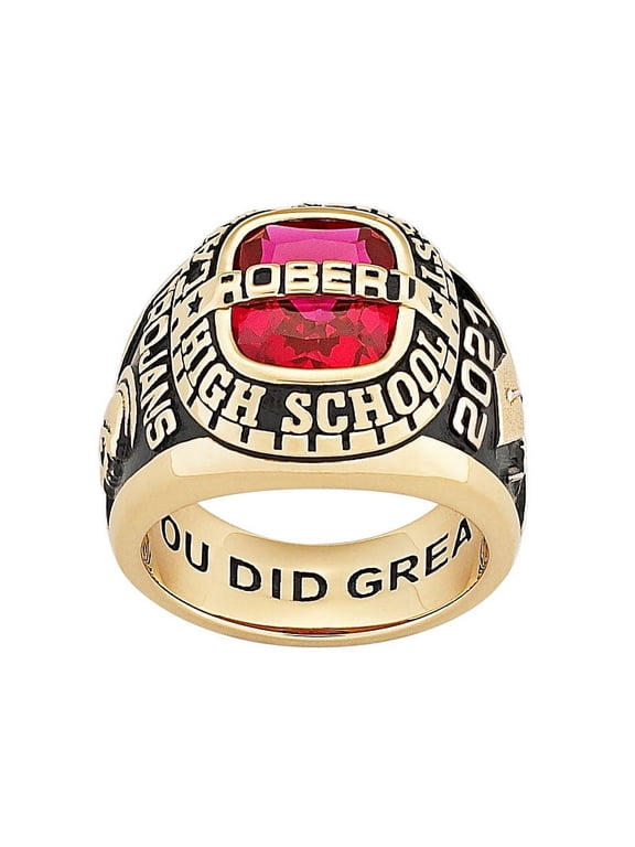 Freestyle Men's Yellow Celebrium -Top Bridge Text Classic Class Ring, Personalized, High School or College Graduation