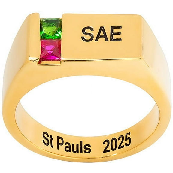 Order Now for 2025 Graduation, Freestyle Personalized Men's Engraved Square Stone Signet Class Ring, Personalized, High School or College Graduation