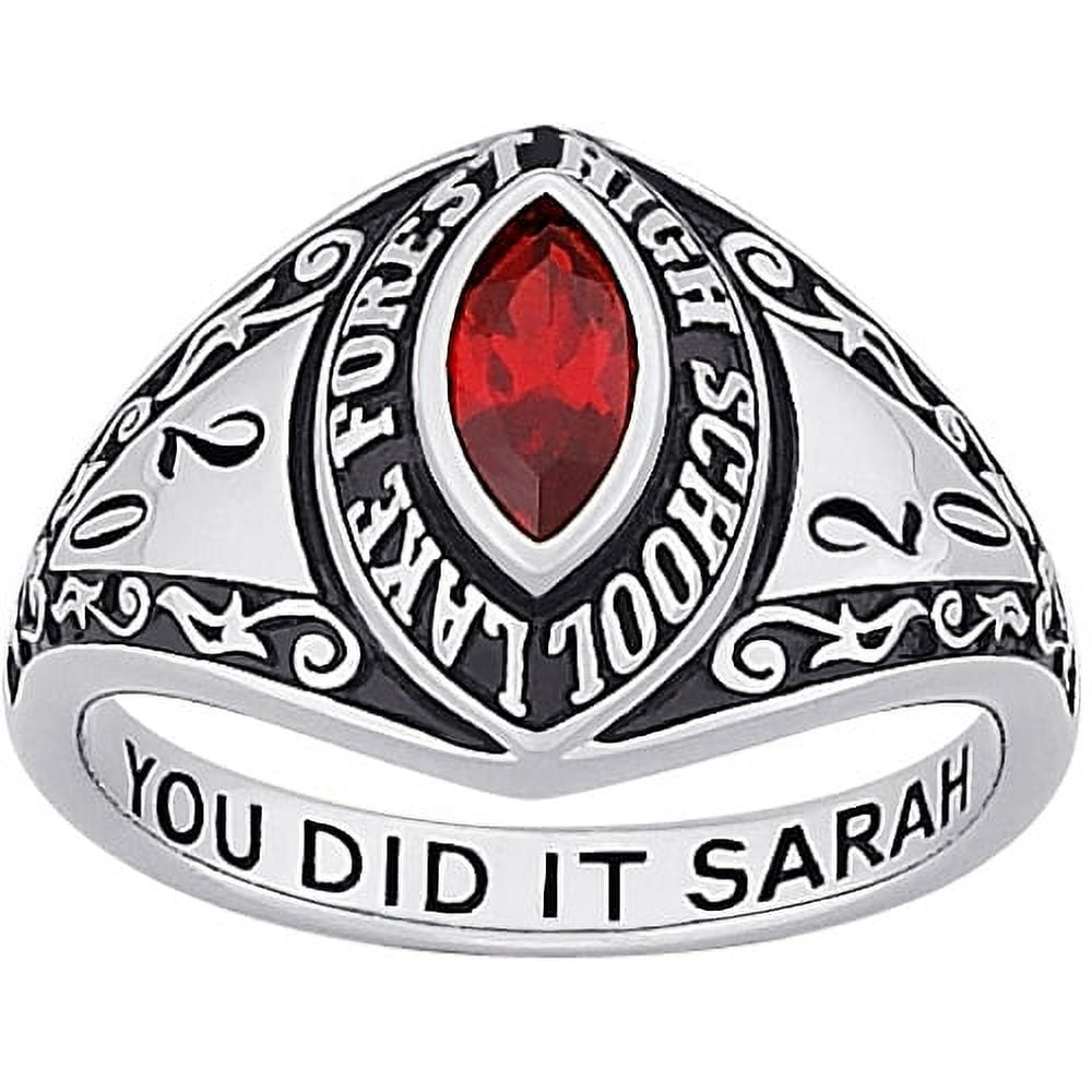 Order Now for 2025 Graduation, Freestyle Sterling Silver Women's Mid-size Marquise Class Ring, Personalized, High School or College Graduation