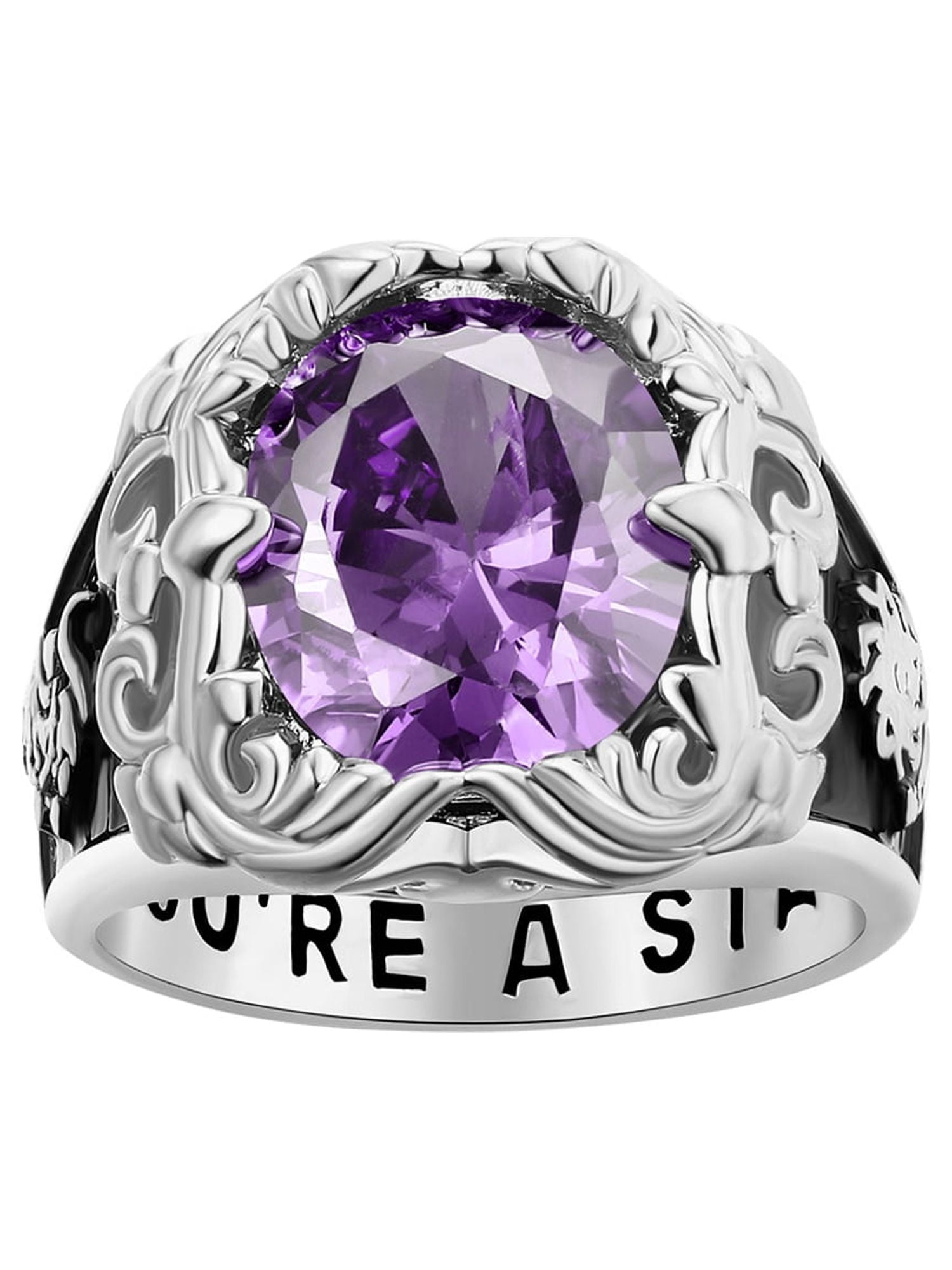 Order Now for 2025 Graduation, Freestyle Unisex Art Nouveau Vintage Birthstone Class Ring, Personalized, High School or College