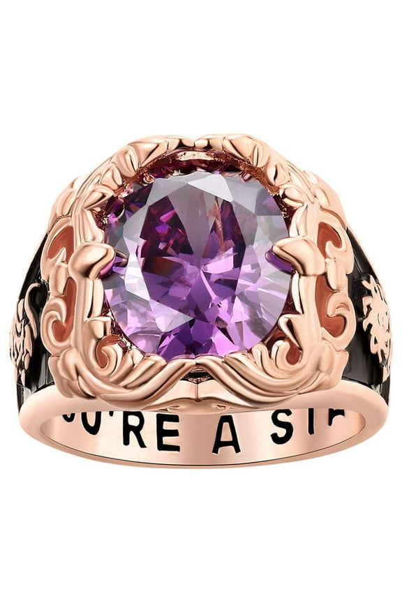 Order Now for 2025 Graduation, Freestyle Unisex Art Nouveau Vintage Birthstone Class Ring, Personalized, High School or College