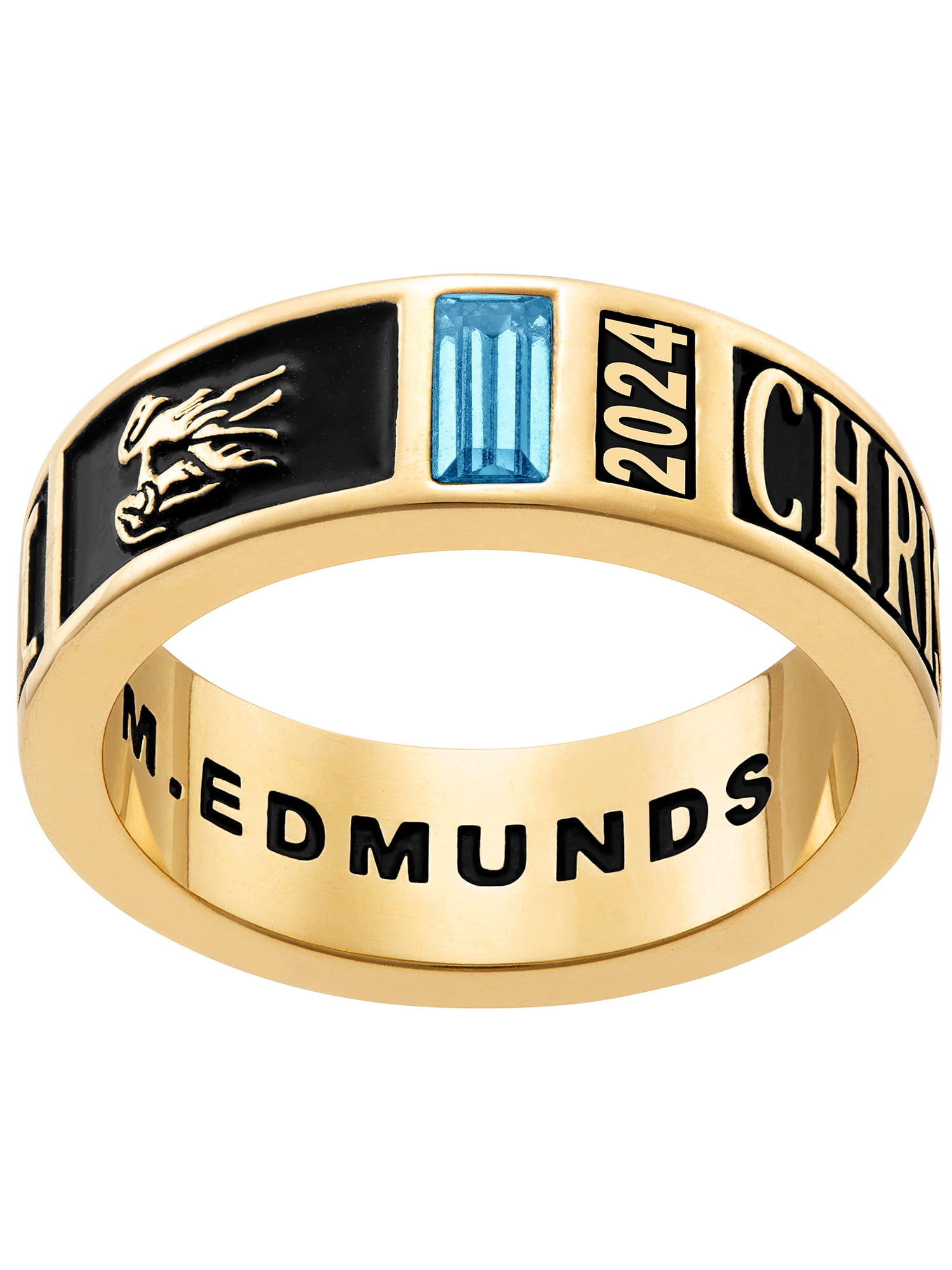 Order Now for 2025 Graduation, Freestyle Women's' 14K Gold Plated Decorated Band Class Ring, Personalized, High School or College Graduation