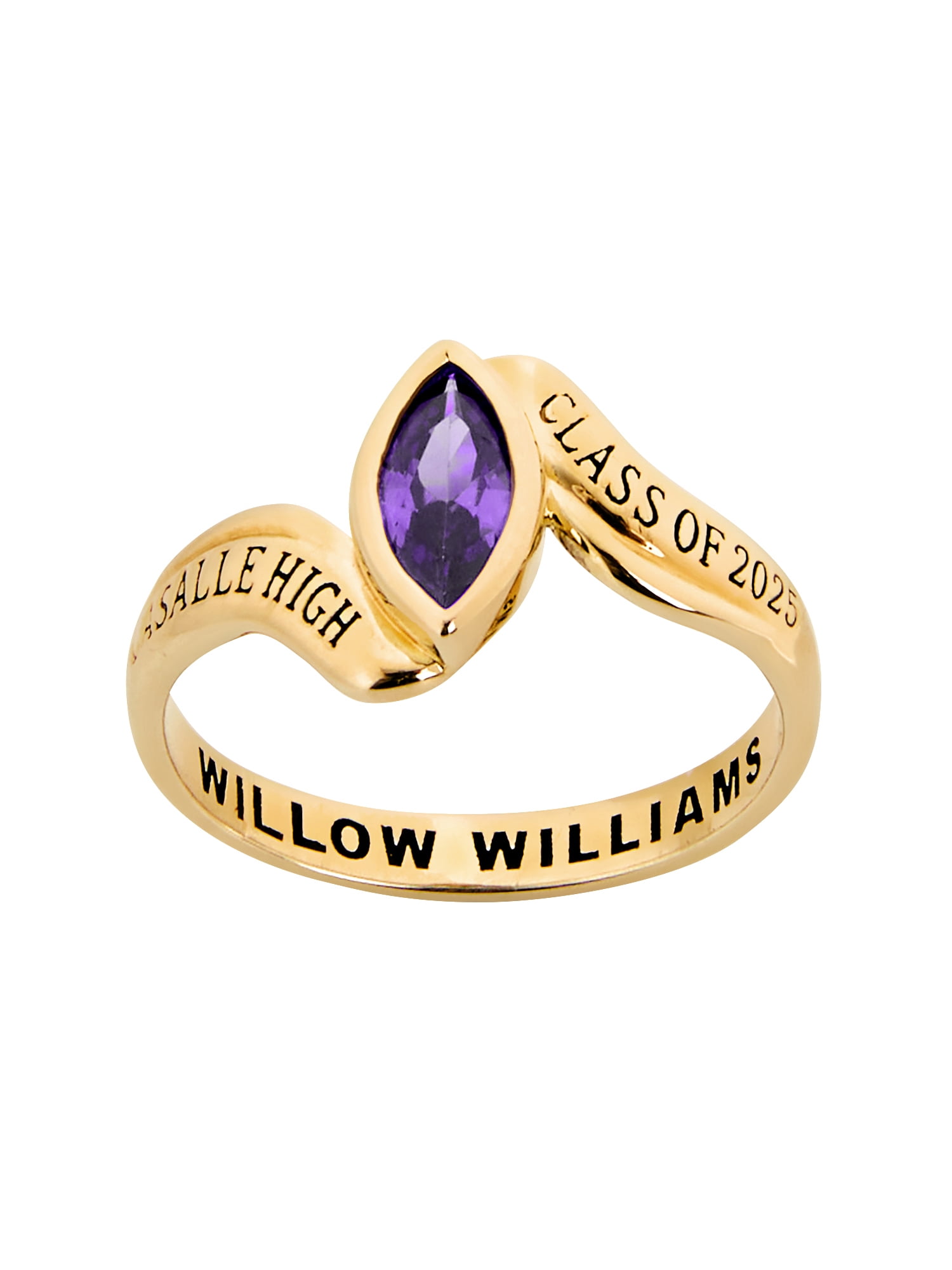 Order Now for 2025 Graduation, Freestyle Women's Bypass Marquise Birthstone Fashion Class Ring Sterling Silver, Personalized, High School or College