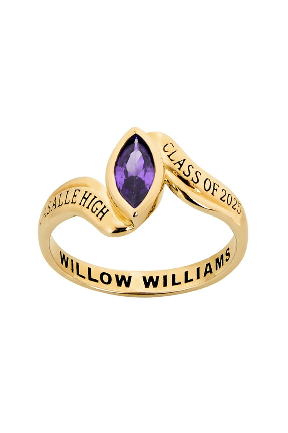 Order Now for 2025 Graduation, Freestyle Women's Bypass Marquise Birthstone Fashion Class Ring Sterling Silver, Personalized, High School or College