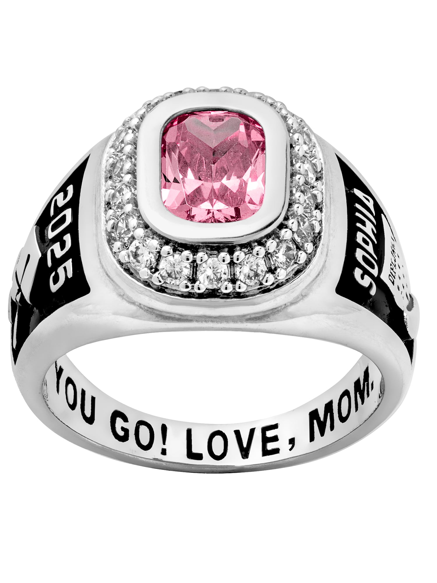 Order Now for 2025 Graduation, Freestyle Women's CZ Encrusted Personalized Class Ring, Personalized, High School or College