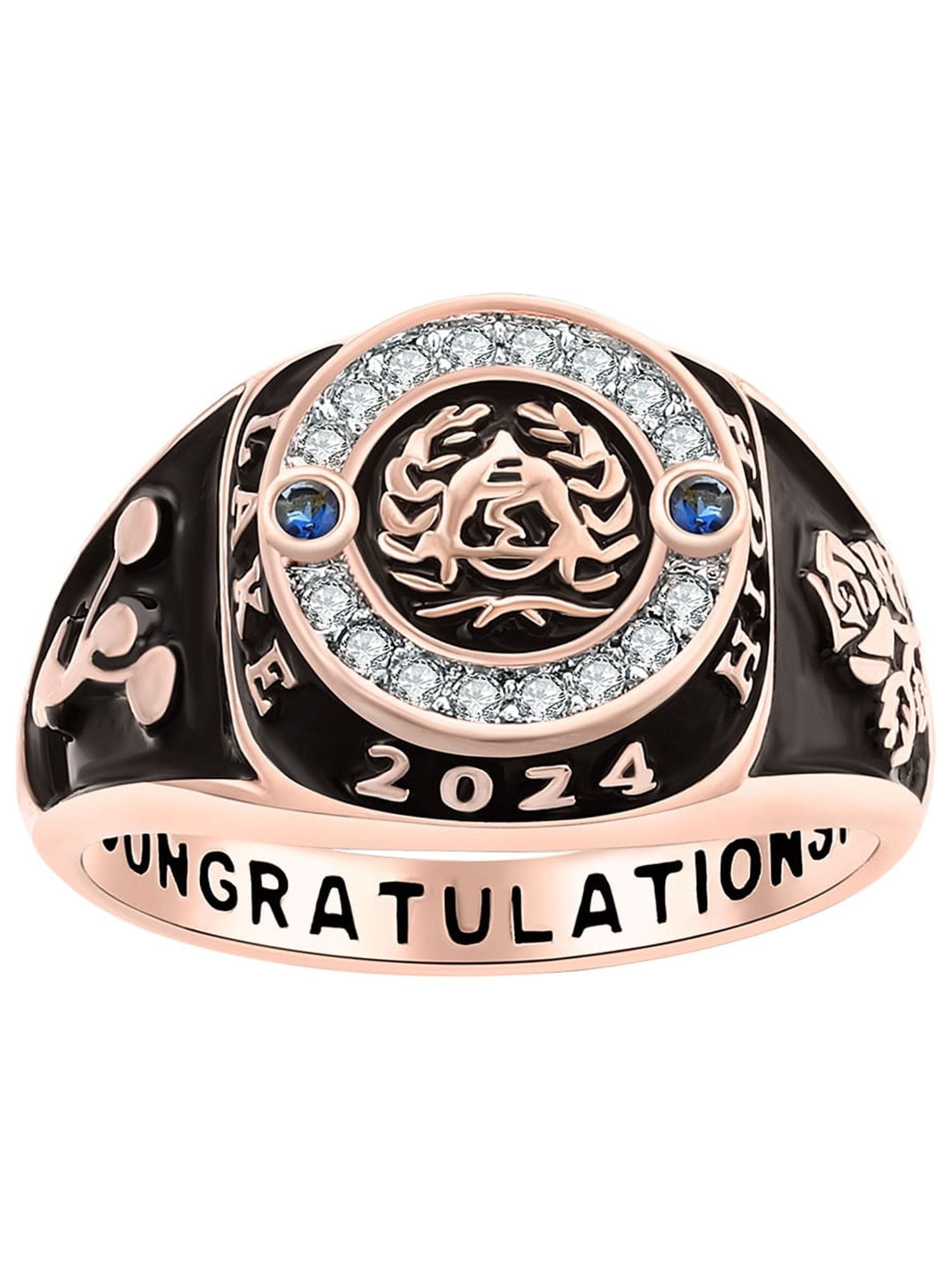 Order Now for 2025 Graduation, Freestyle Women's CZ Multiple Graphics Birthstone Class Ring, Personalized, High School or College