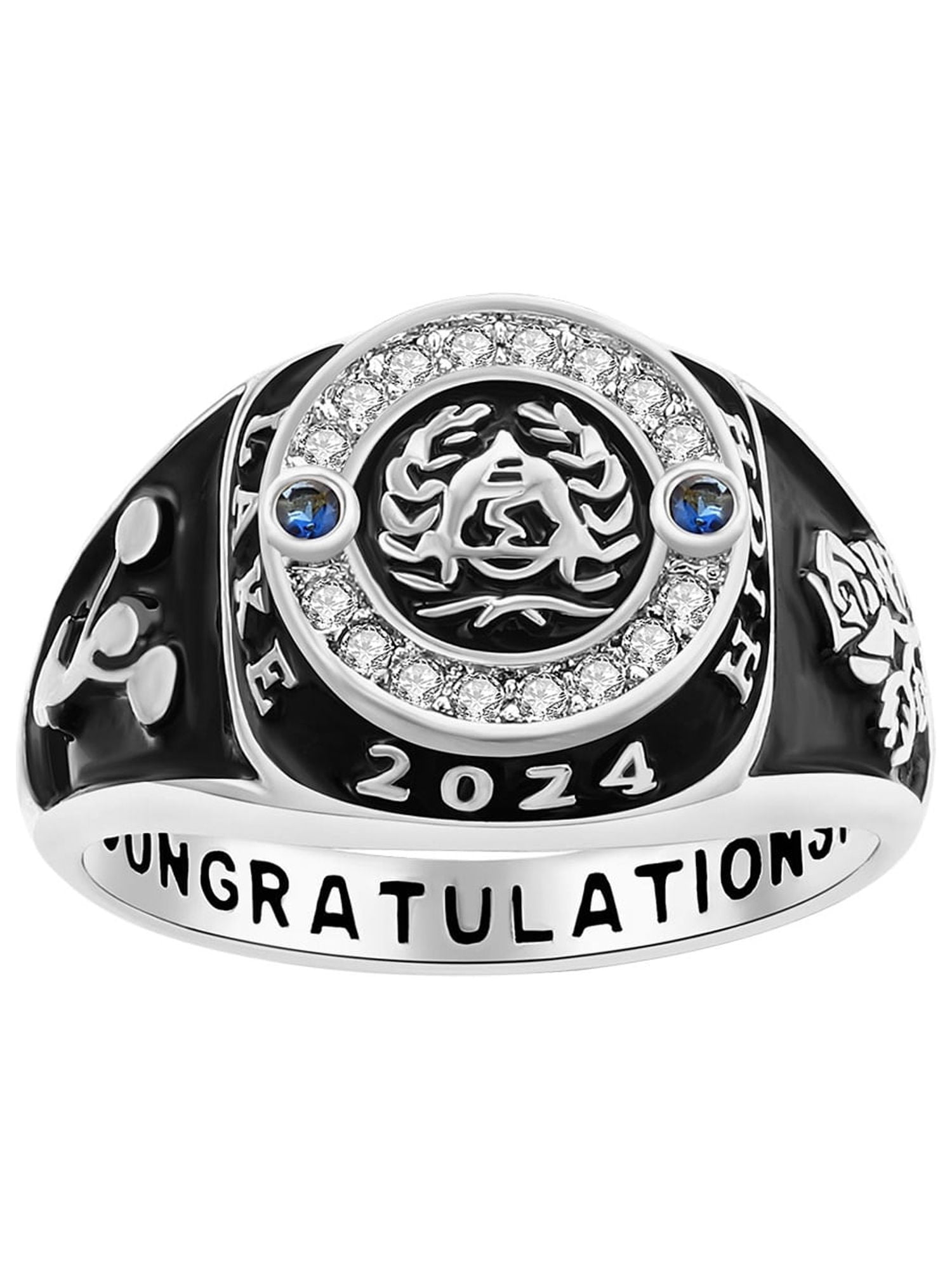 Order Now for 2025 Graduation, Freestyle Women's CZ Multiple Graphics Birthstone Class Ring, Personalized, High School or College