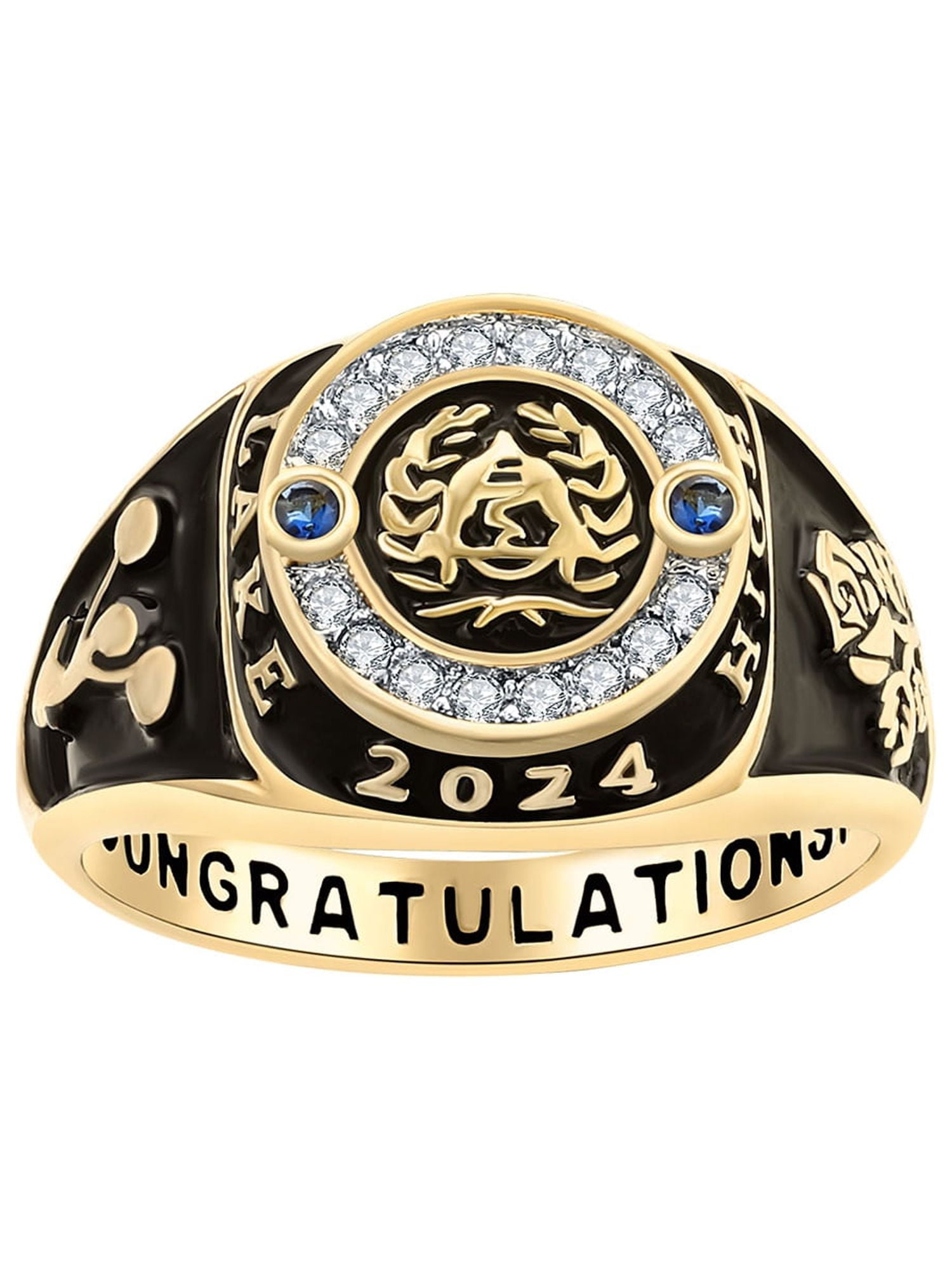 Order Now for 2025 Graduation, Freestyle Women's CZ Multiple Graphics Birthstone Class Ring, Personalized, High School or College