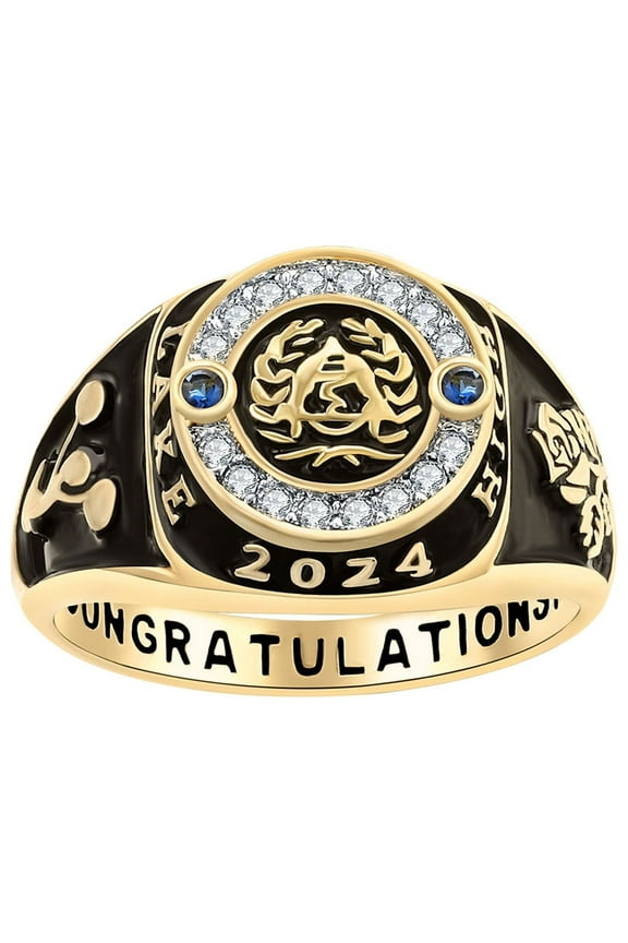 Order Now for 2025 Graduation, Freestyle Women's CZ Multiple Graphics Birthstone Class Ring, Personalized, High School or College