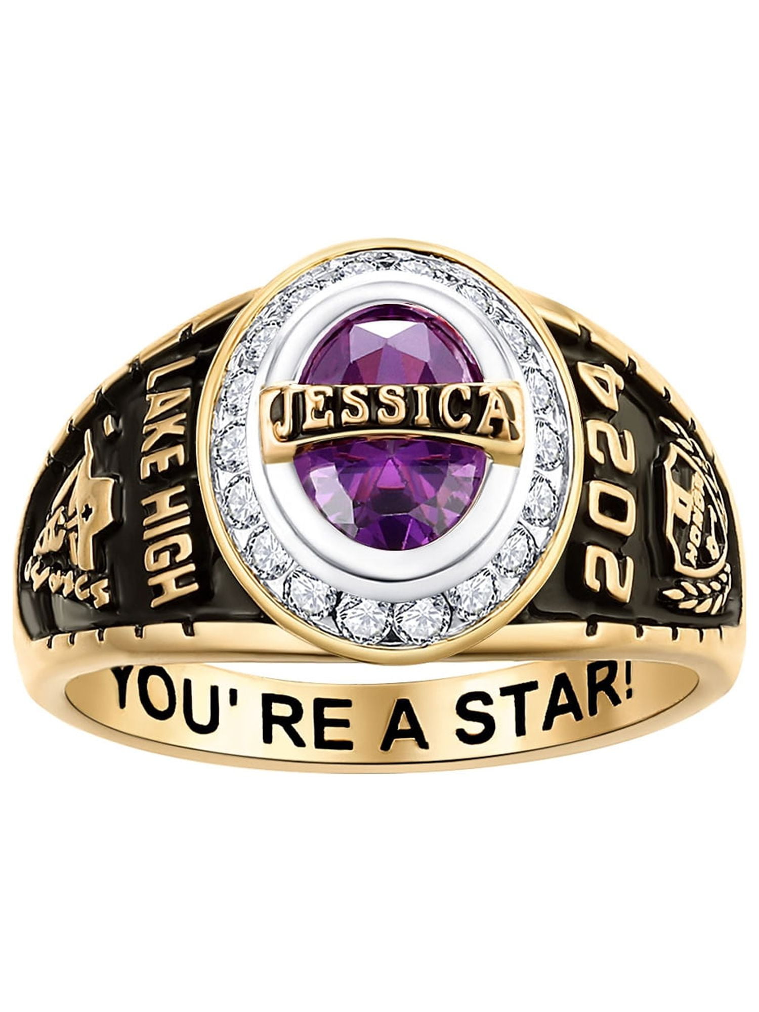 FREESTYLE CLASS RINGS Order Now for 2025 Graduation, Freestyle Women's CZ Oval Stone Personalized Top Class Ring, Personalized, High School or College