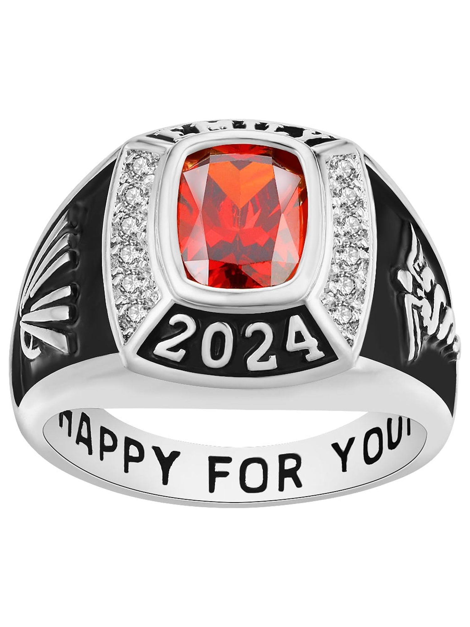 Order Now for 2025 Graduation, Freestyle Women's CZ Square Birthstone Class Ring, Personalized, High School or College