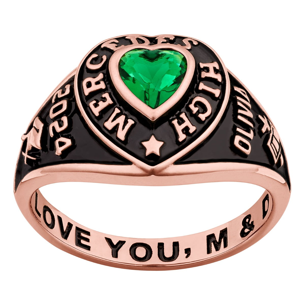 Order Now for 2025 Graduation, Freestyle Women's Classic Heart Birthstone Class Ring Sterling Silver, Personalized, High School or College Graduation