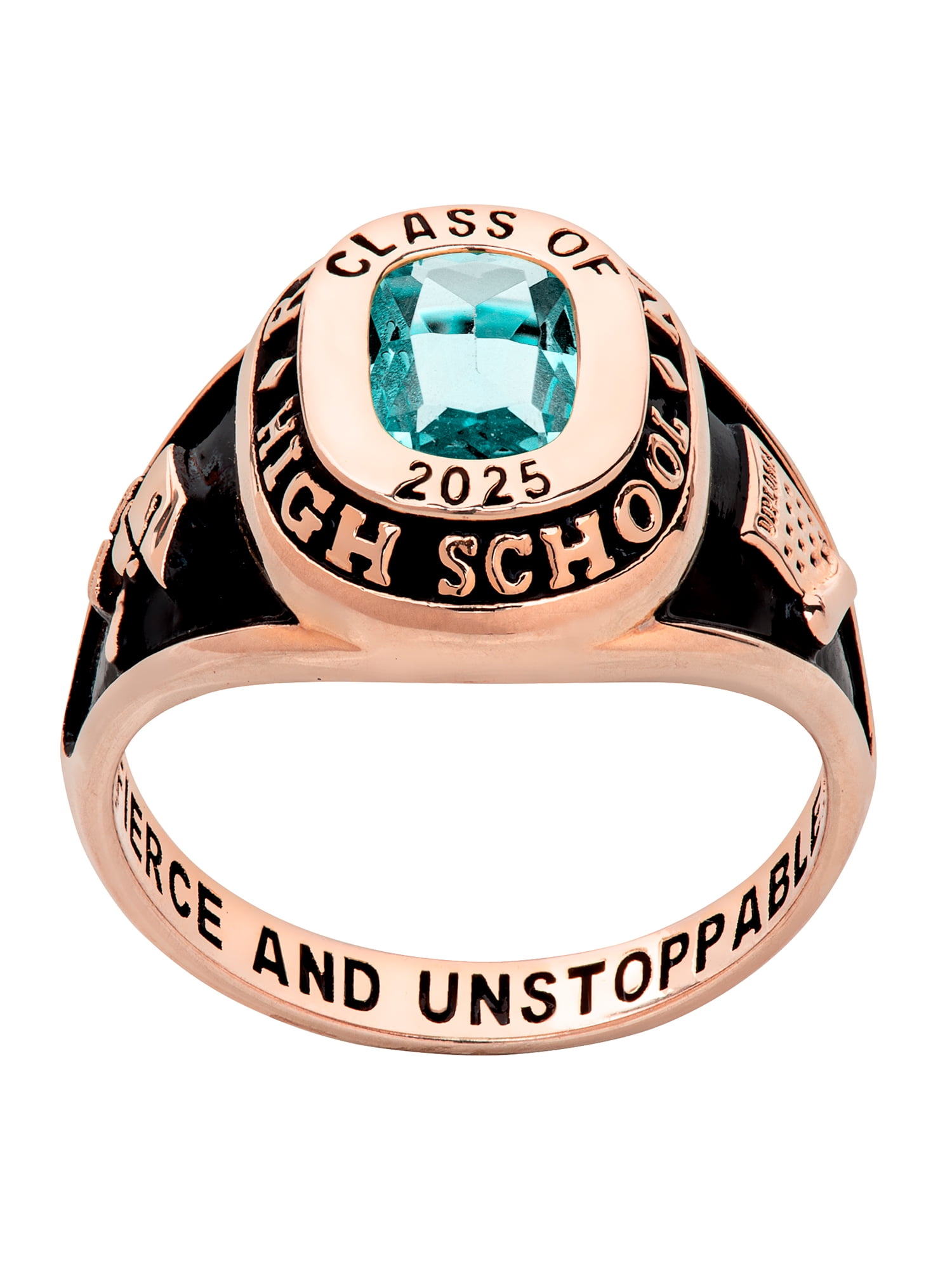 Order Now for 2025 Graduation, Freestyle Women's Cushion Birthstone Class Ring, Personalized, High School or College