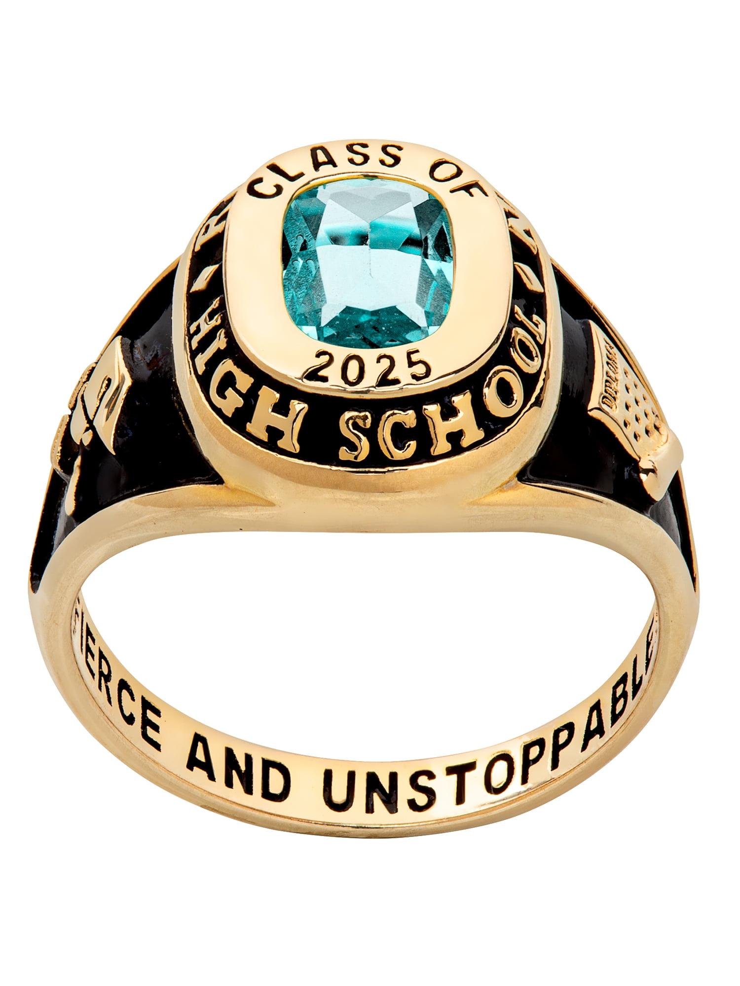 Order Now for 2025 Graduation, Freestyle Women's Cushion Birthstone Class Ring, Personalized, High School or College