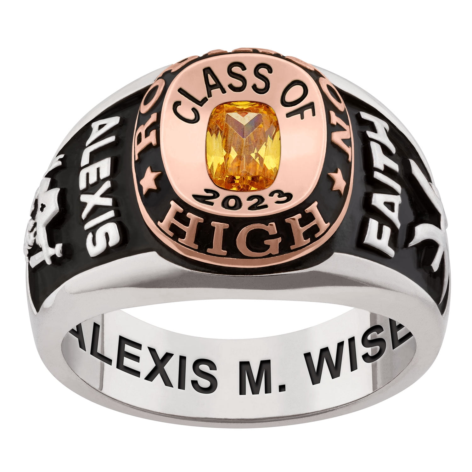 Order Now for 2025 Graduation, Freestyle Women's Double Row Class Ring, Personalized, High School or College Graduation