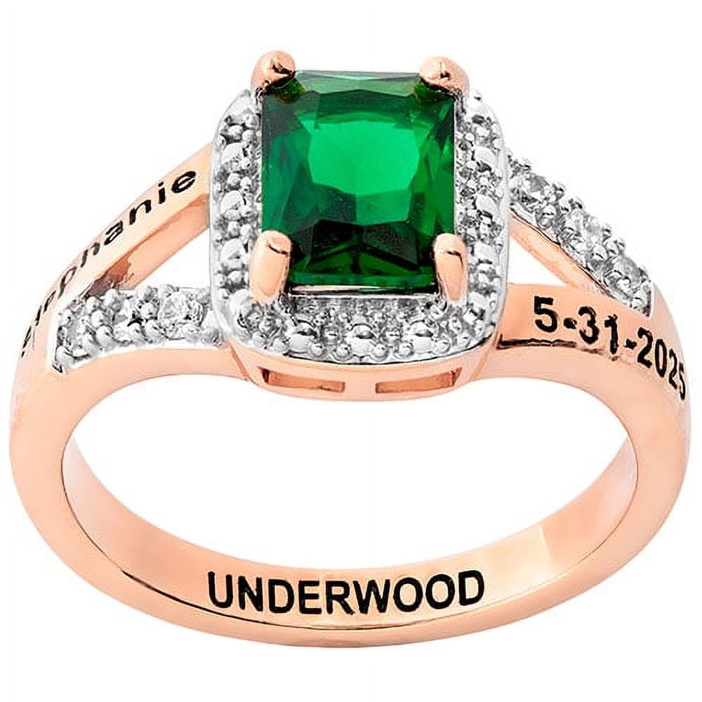 FREESTYLE CLASS RINGS Order Now for 2025 Graduation, Freestyle Women's Emerald Cut Birthstone with CZ Class Ring, Personalized, High School or College