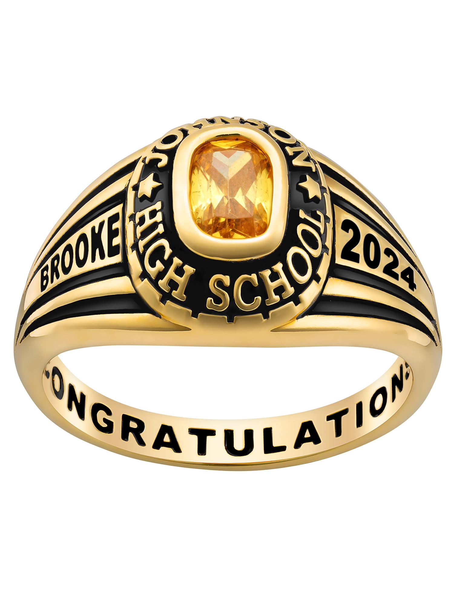 Engraved College Ring 18号 Order Now for 2025 Graduation, Freestyle Women's Gold Over