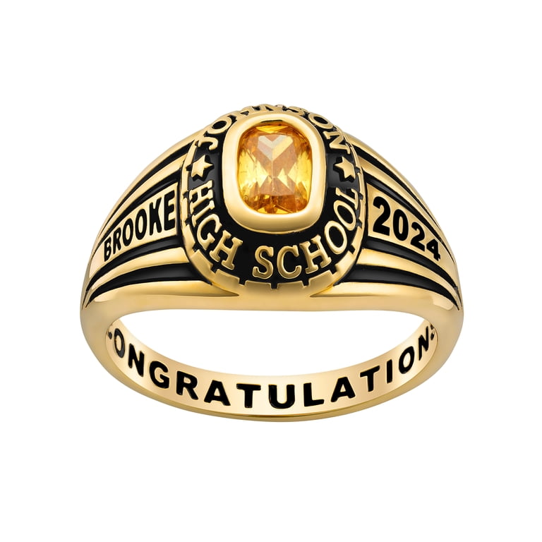Engraved College Ring 18号 Order Now for 2025 Graduation, Freestyle Women's Gold Over