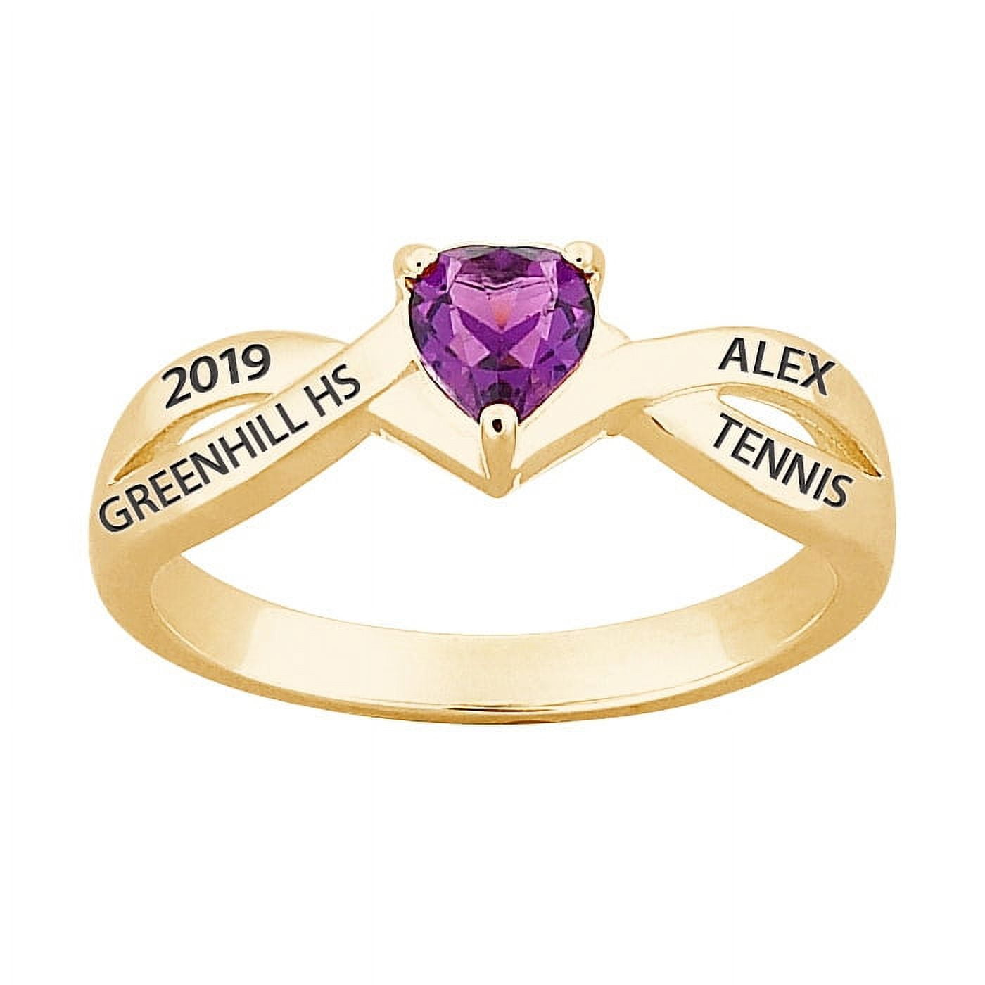 Order Now for 2025 Graduation, Freestyle Women's Heart Birthstone Class Ring, Personalized, High School or College Graduation