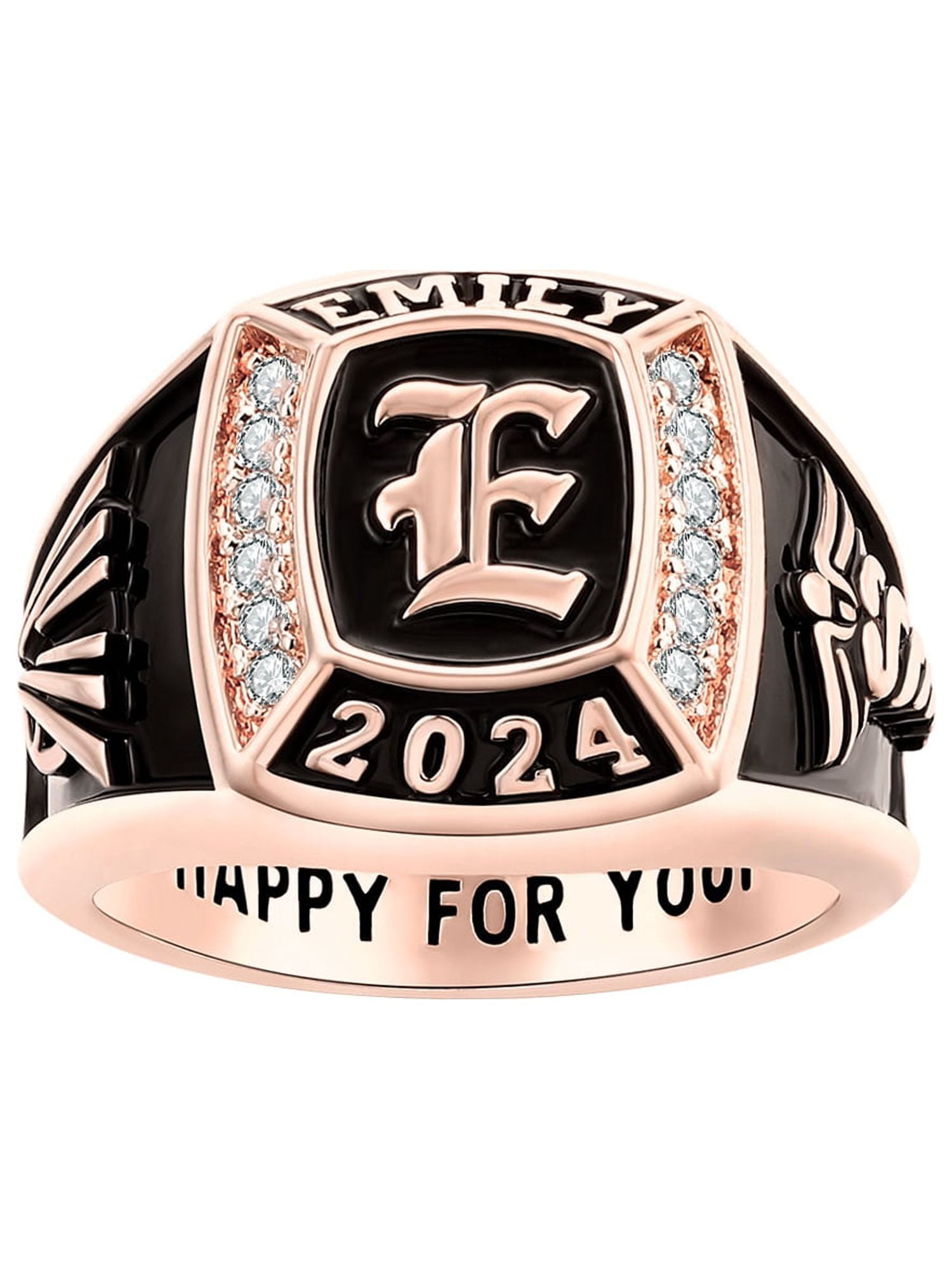 FREESTYLE CLASS RINGS Order Now for 2025 Graduation, Freestyle Women's Initial CZ Square Birthstone Class Ring, Personalized, High School or College