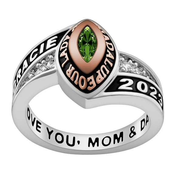 Order Now for 2025 Graduation, Freestyle Women's Marquise Birthstone Class Ring Sterling Silver, Personalized, High School or College Graduation
