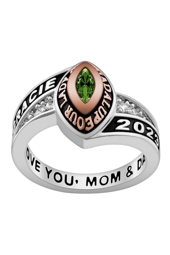 Order Now for 2025 Graduation, Freestyle Women's Marquise Birthstone Class Ring Sterling Silver, Personalized, High School or College Graduation