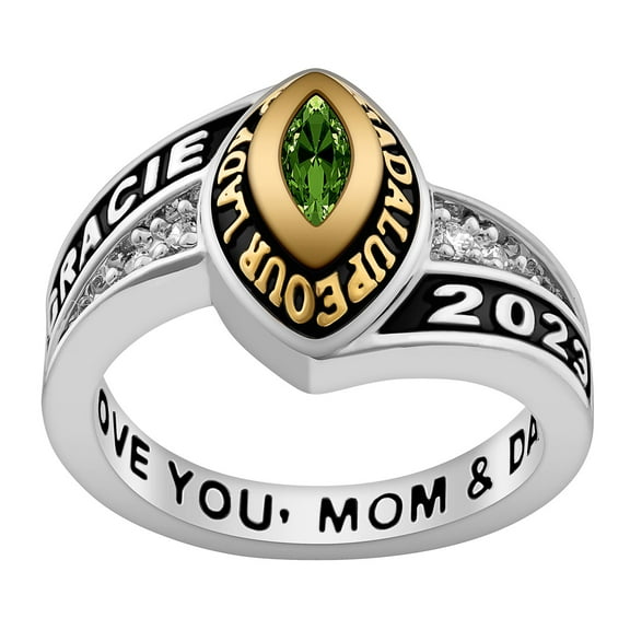 Order Now for 2025 Graduation, Freestyle Women's Marquise Birthstone Class Ring Sterling Silver, Personalized, High School or College Graduation