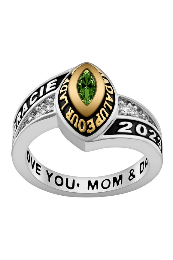 Order Now for 2025 Graduation, Freestyle Women's Marquise Birthstone Class Ring Sterling Silver, Personalized, High School or College Graduation