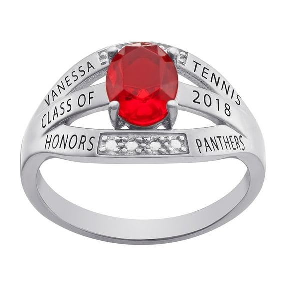 Order Now for 2025 Graduation, Freestyle Women's Oval Birthstone Class Ring Sterling Silver, Personalized, High School or College Graduation
