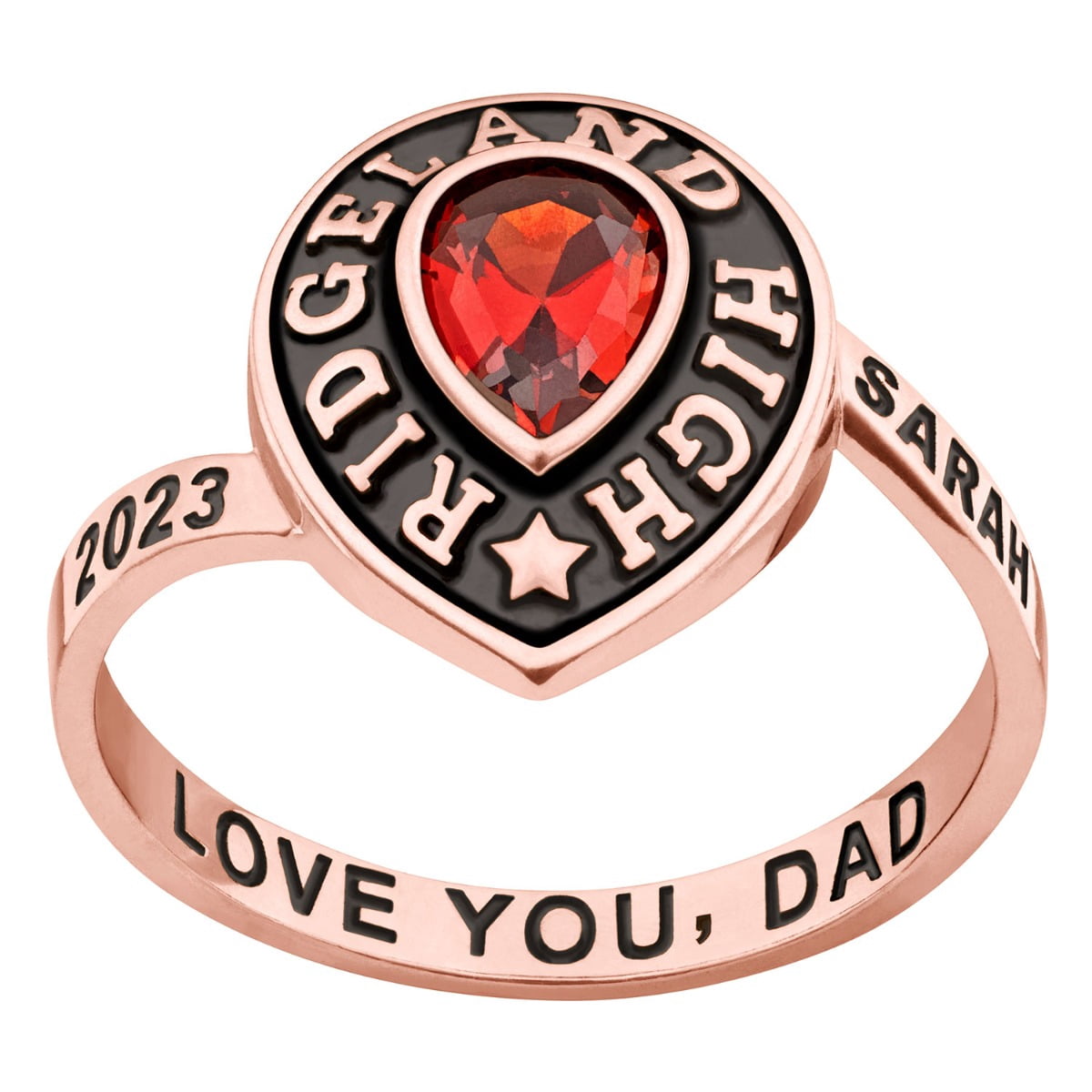 Order Now for 2025 Graduation, Freestyle Women's Pear Birthstone Class Ring, Personalized, High School or College Graduation