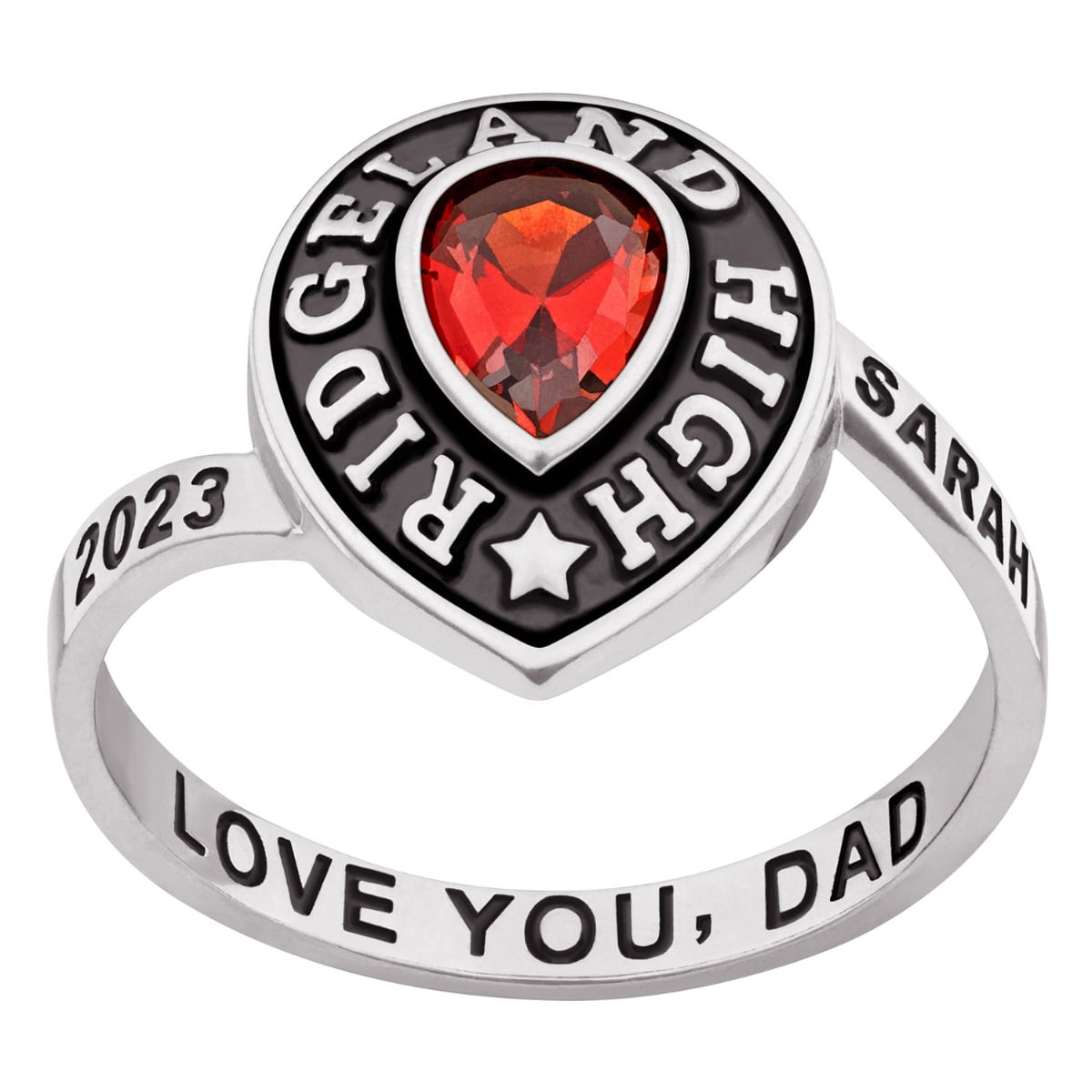 Order Now for 2025 Graduation, Freestyle Women's Pear Birthstone Class Ring, Personalized, High School or College Graduation
